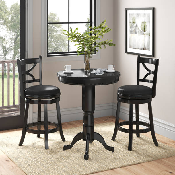 Three Posts™ Adelaida Swivel Upholstered Counter Stool with Solid Wood
